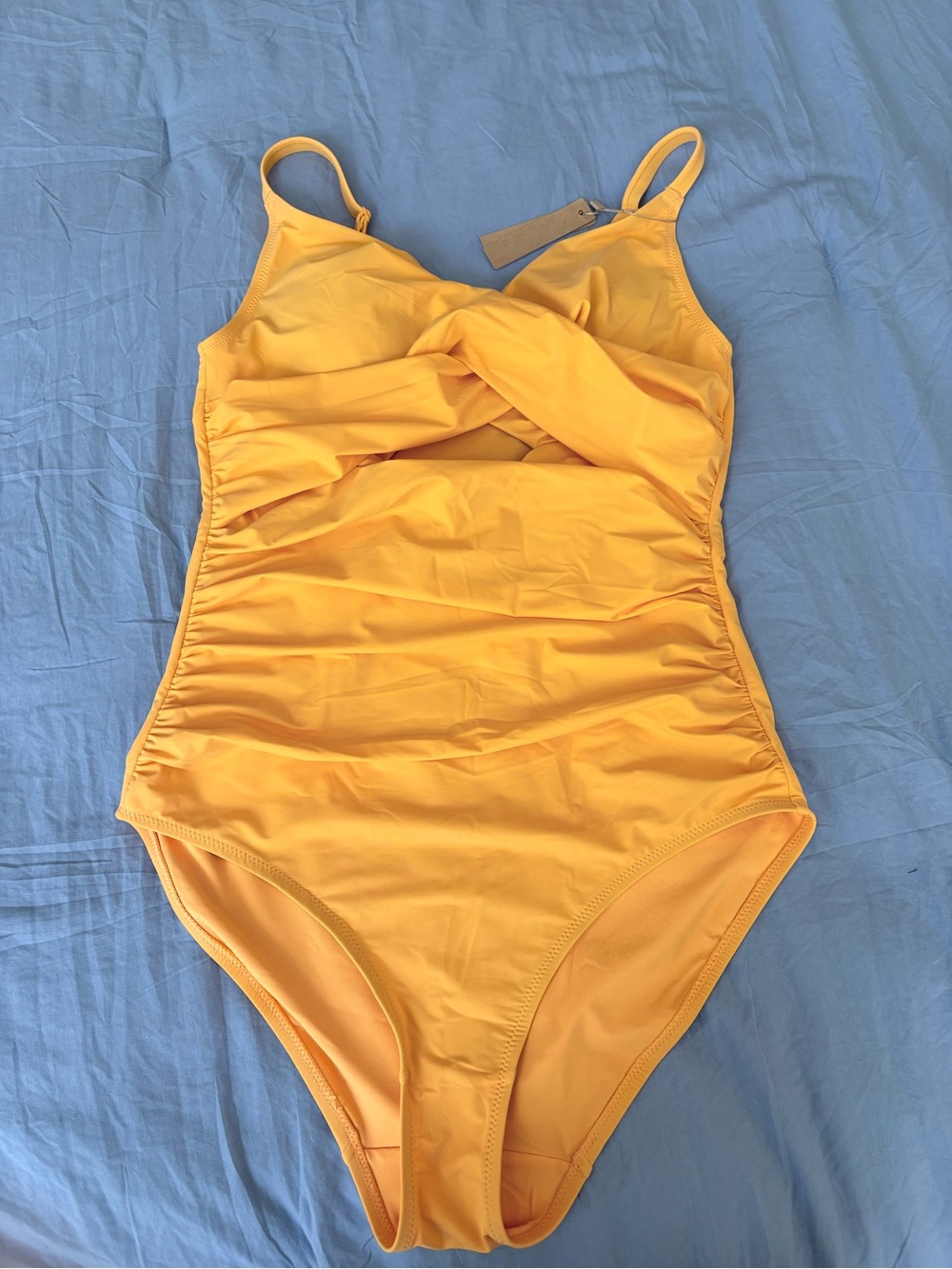 Women’s Shapellx tangerine ruched sculpting swimsuit size medium NWT